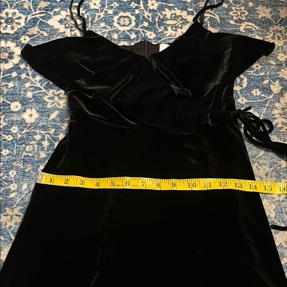 Bailey 44 Black Princess Velvet Ruffle Front Petite Dress Event Party Formal - Picture 12 of 16